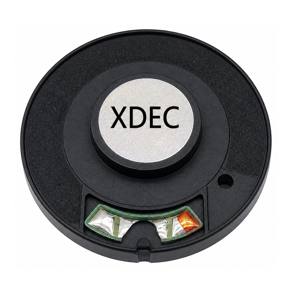 Headphone Driver Unit diameter 40mm (1.57"), height 6.3mm (0.25)", 32Ω 50mW/80mW - Back View (XDEC Headphone Speaker Driver)