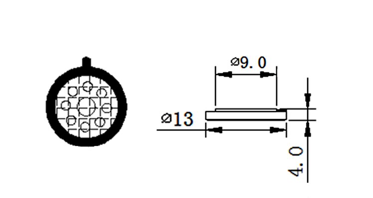 Mylar Speaker Driver diameter 13mm (0.51"), height 4.1mm (0.16)", 8Ω 0.5W/0.8W - Dimensions (XDEC Mylar Speaker Driver)